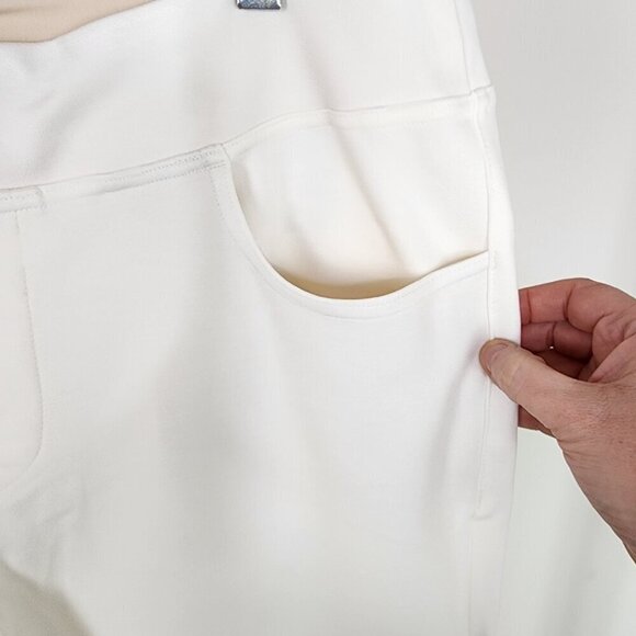 NEW Belle by Kim Gravel Petite Perfect Ponte Straight Leg Pant Cream Size 16P - Picture 5 of 9